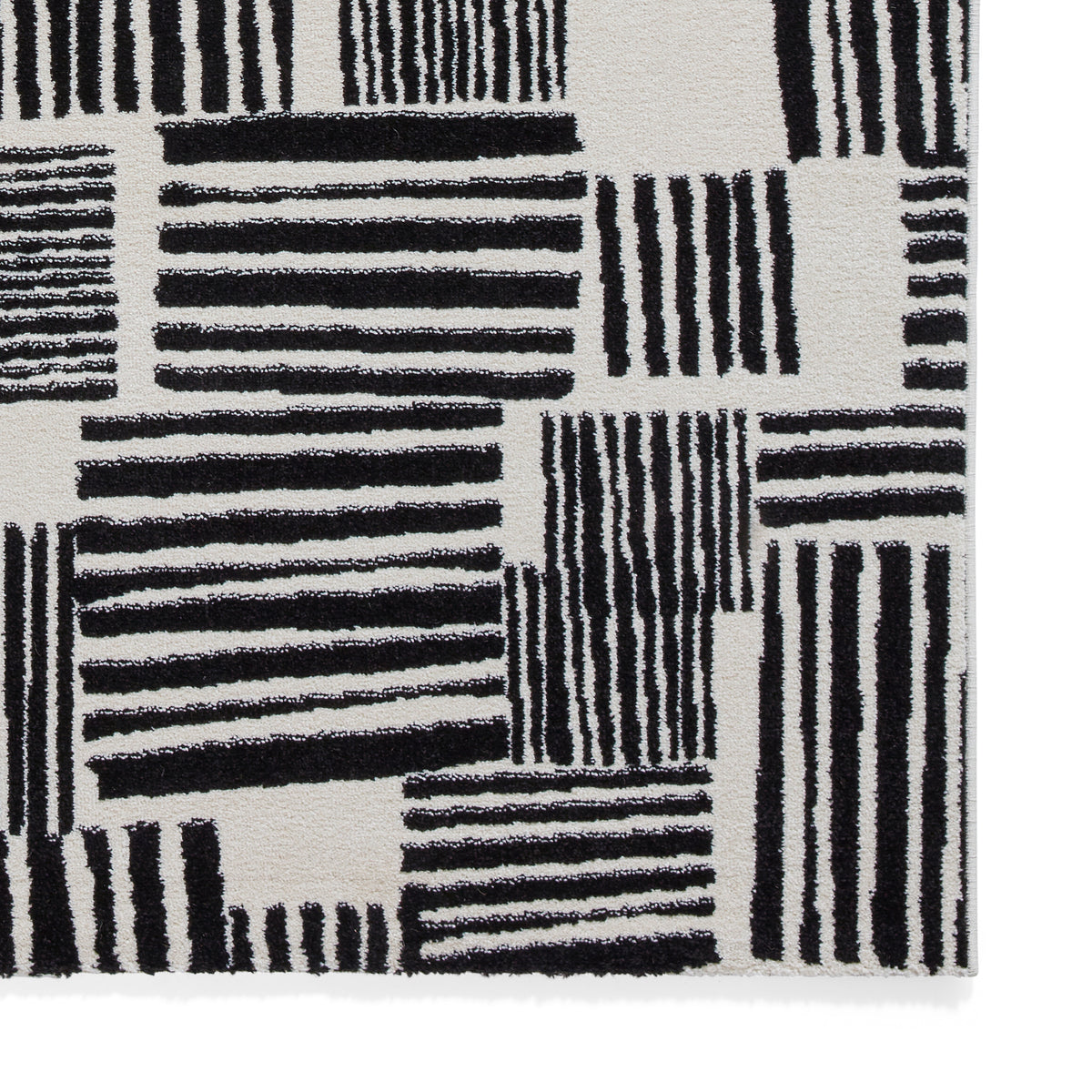 Catherine Lansfield Blocks Modern Abstract Rug Black White
