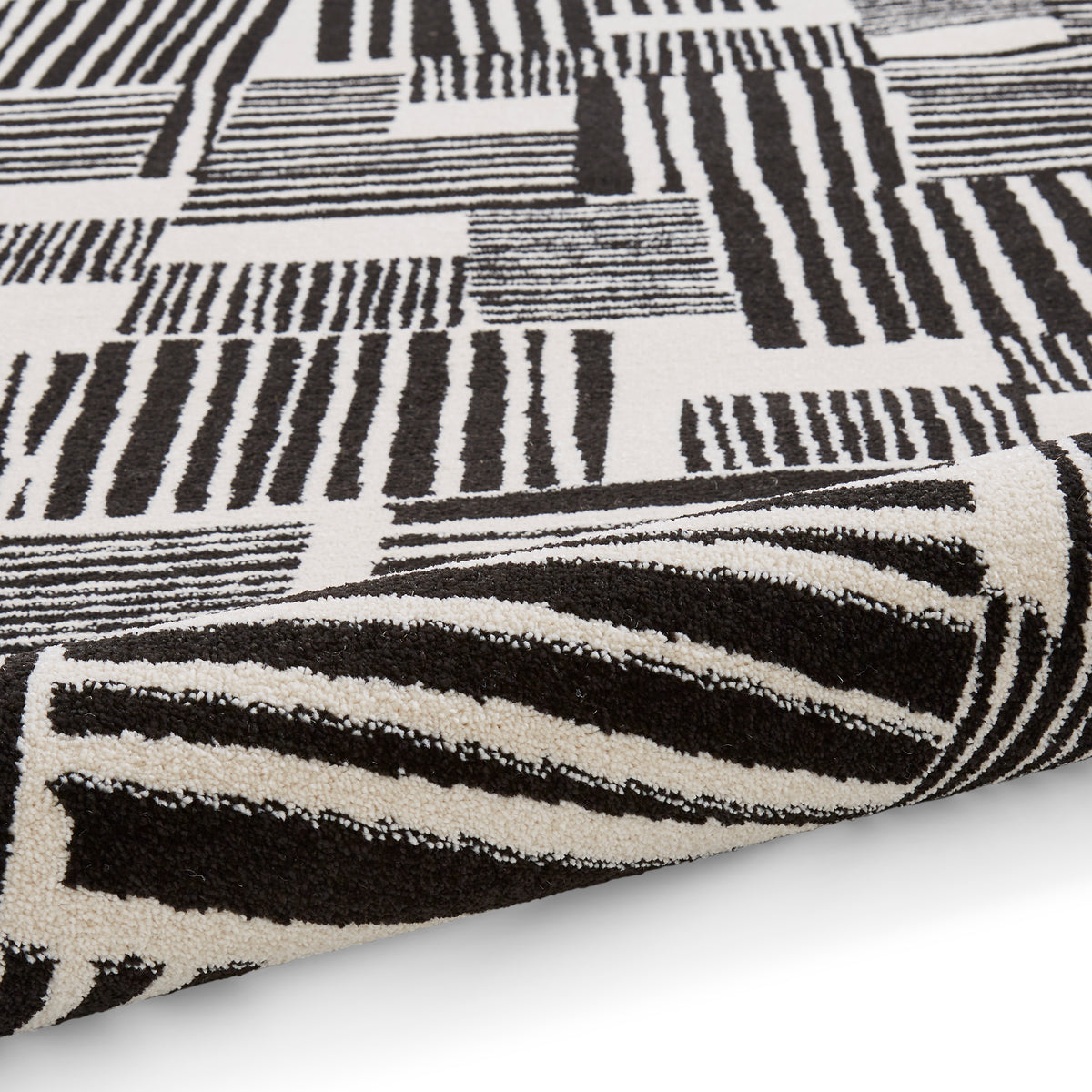 Catherine Lansfield Blocks Modern Abstract Rug Black White