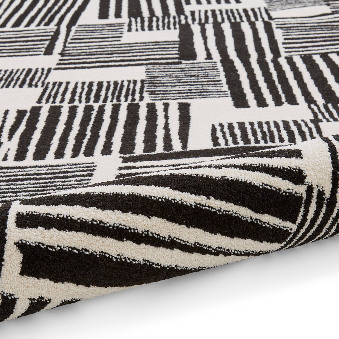 Catherine Lansfield Blocks Modern Abstract Rug Black White