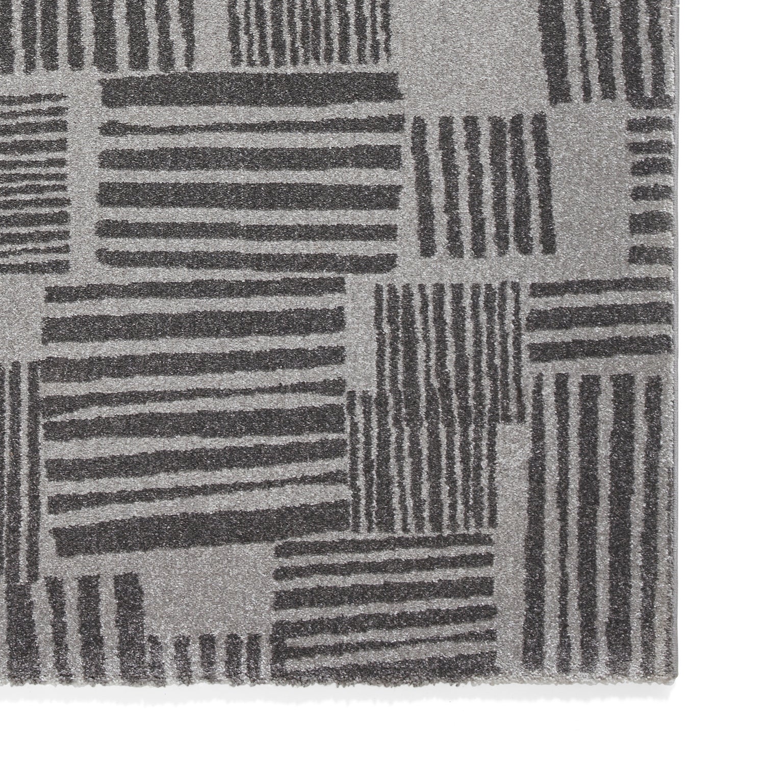Catherine Lansfield Blocks Modern Abstract Rug Dark Grey