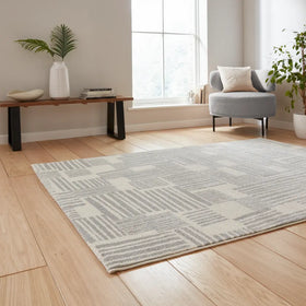 Catherine Lansfield Blocks Modern Abstract Rug Grey