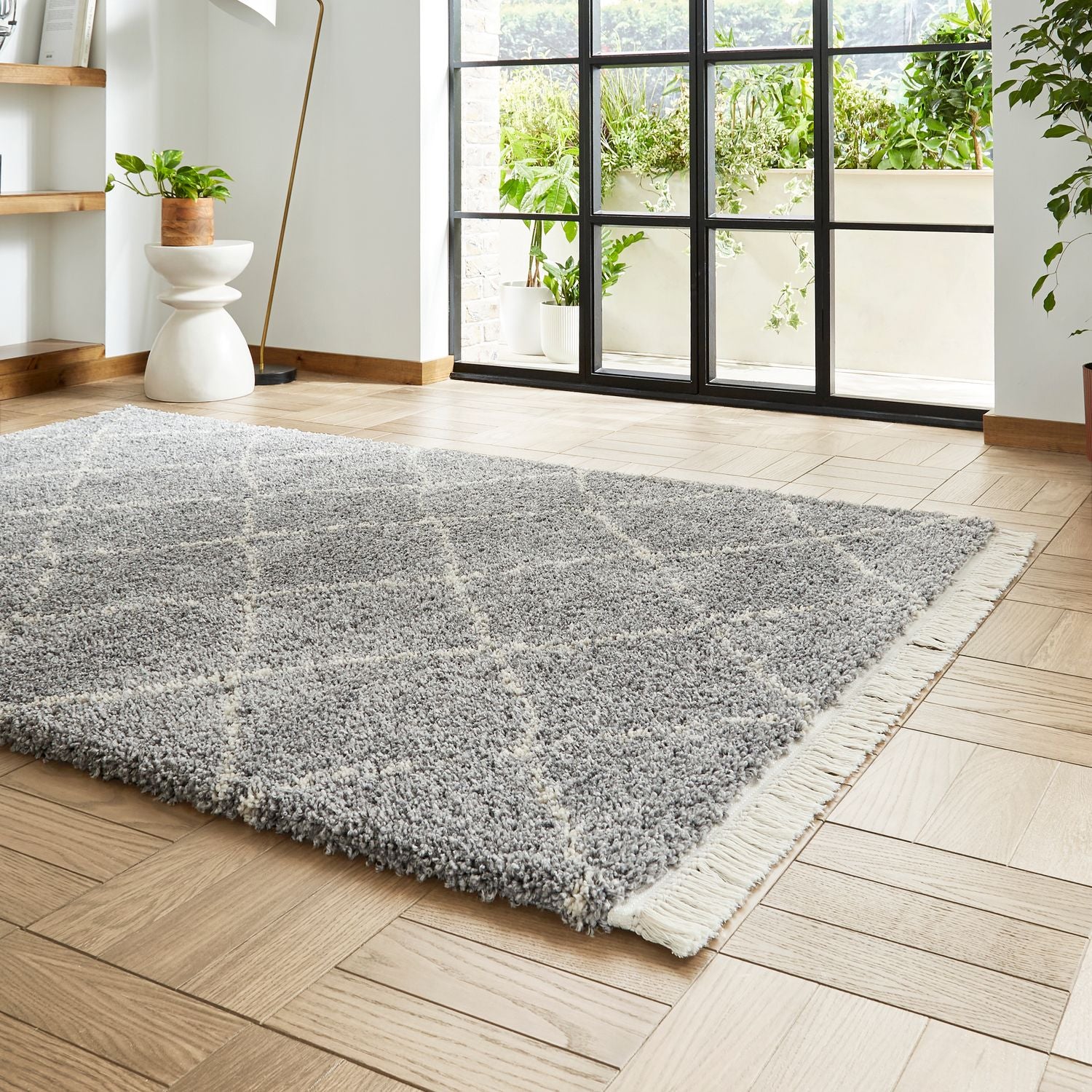 Boho 5413 Shaggy Rug Grey