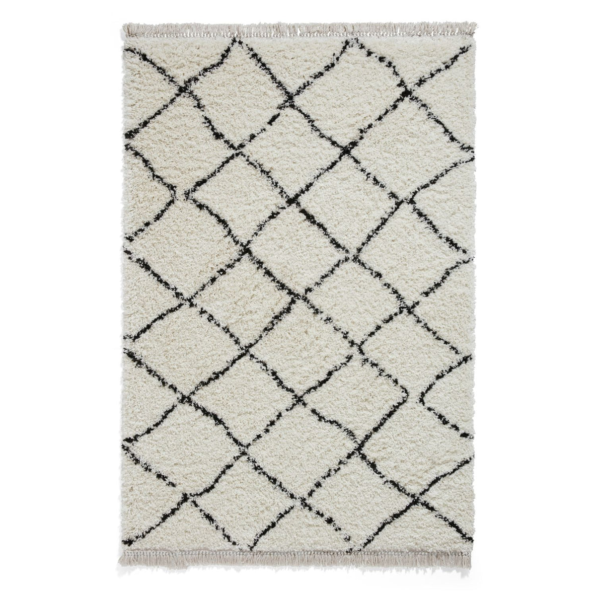 Boho 5413 Shaggy Rug White Black