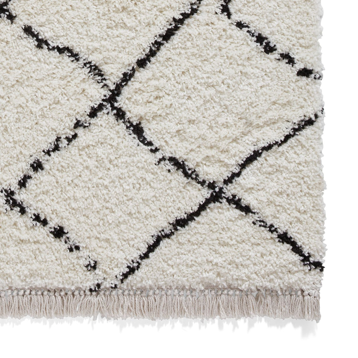 Boho 5413 Shaggy Runner 60cm x 230cm Rug White Black