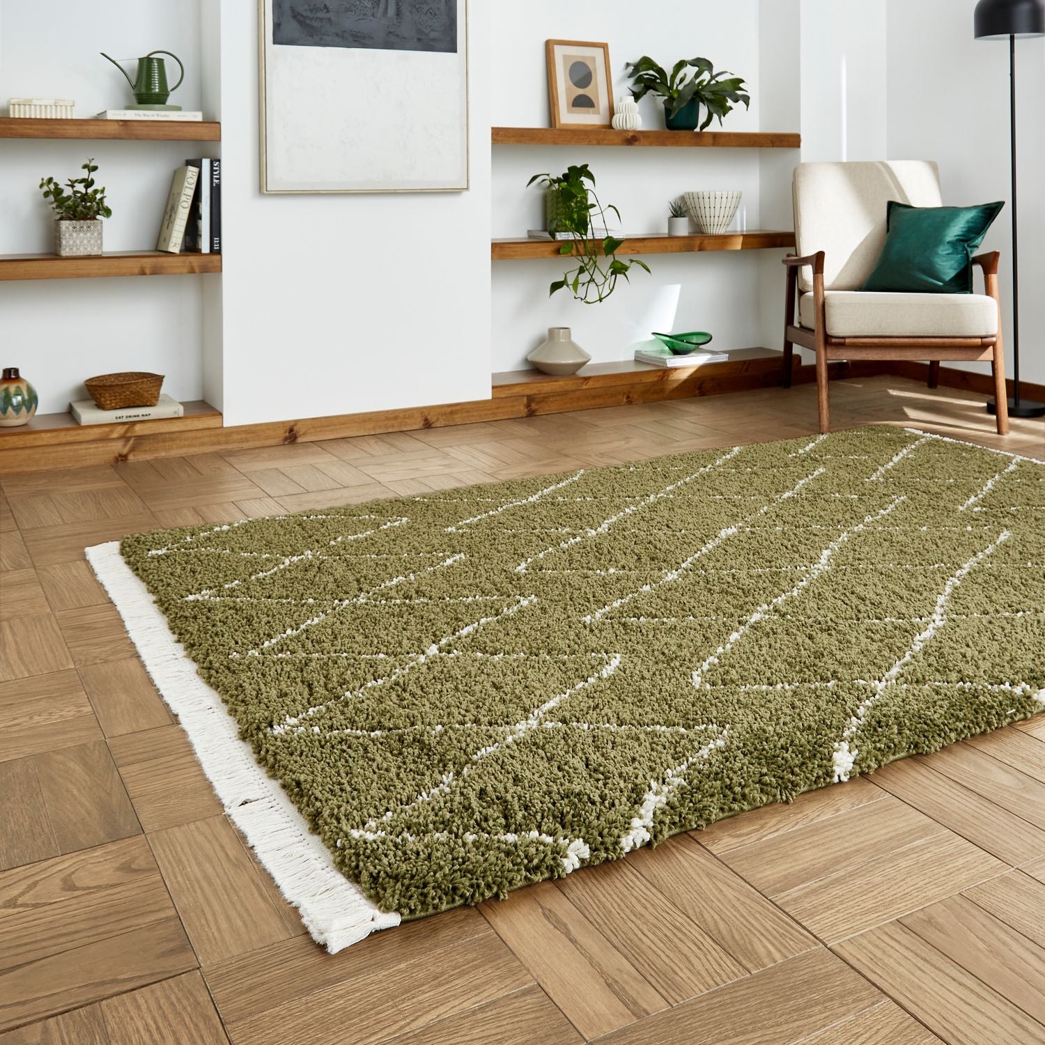 Boho 8280 Shaggy Rug Green