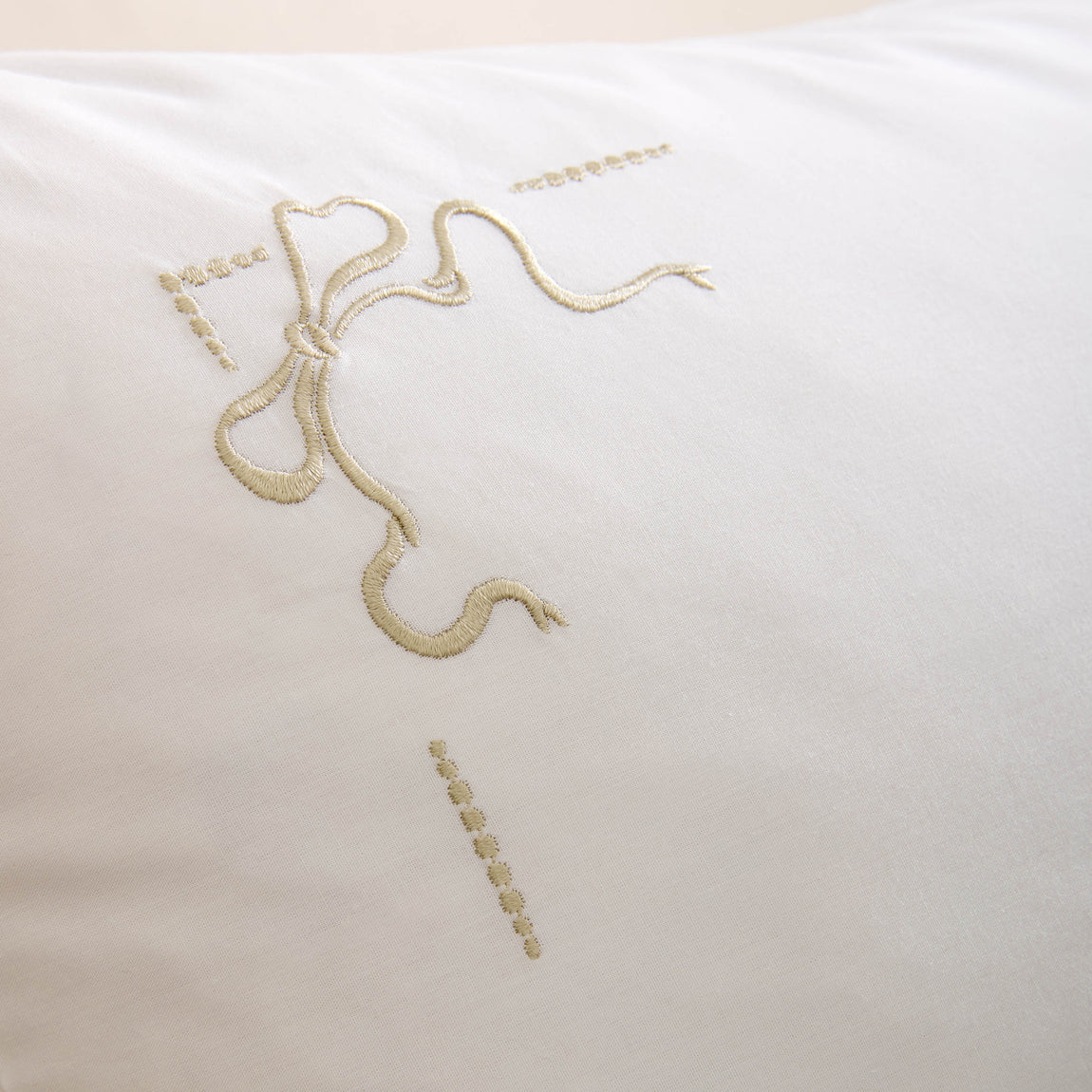 Historic Royal Palaces Bow Embroidery Pillowcase Oxford White Natural