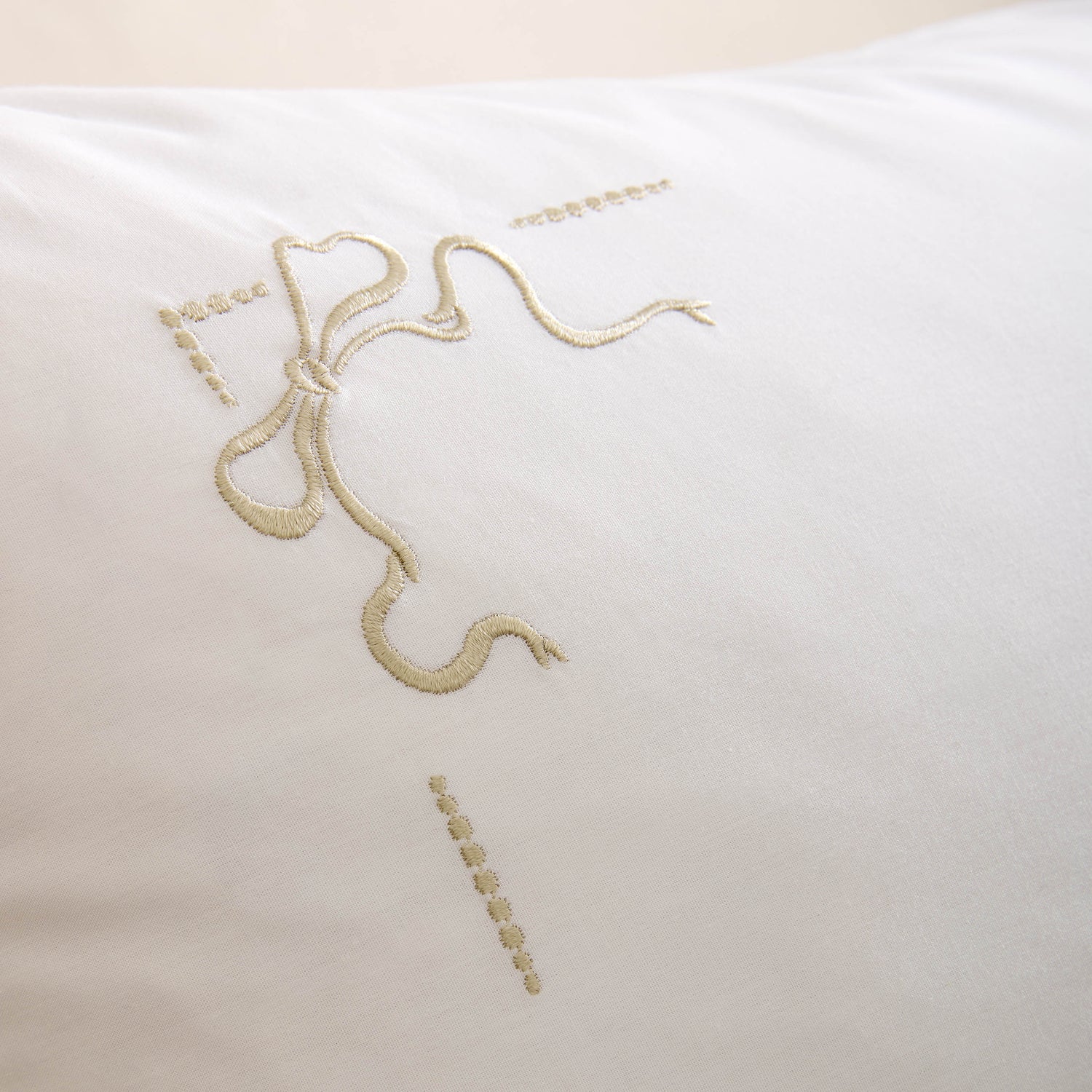 Historic Royal Palaces Bow Embroidery Duvet Cover Bedding Set White Natural