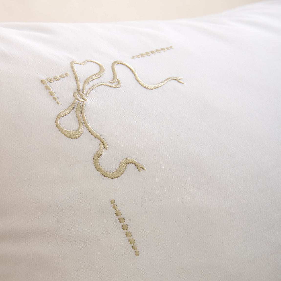 Historic Royal Palaces Bow Embroidery Duvet Cover Bedding Set White Natural