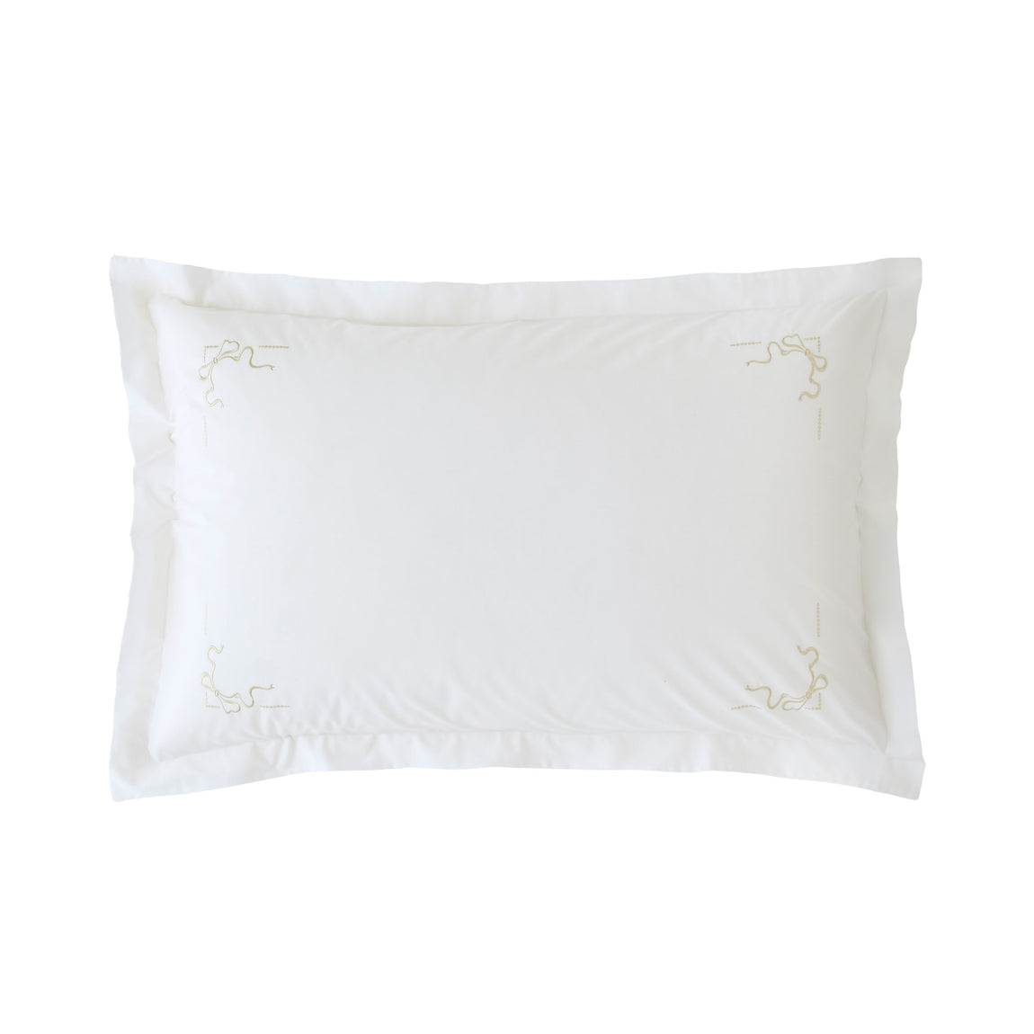 Historic Royal Palaces Bow Embroidery Pillowcase Oxford White Natural