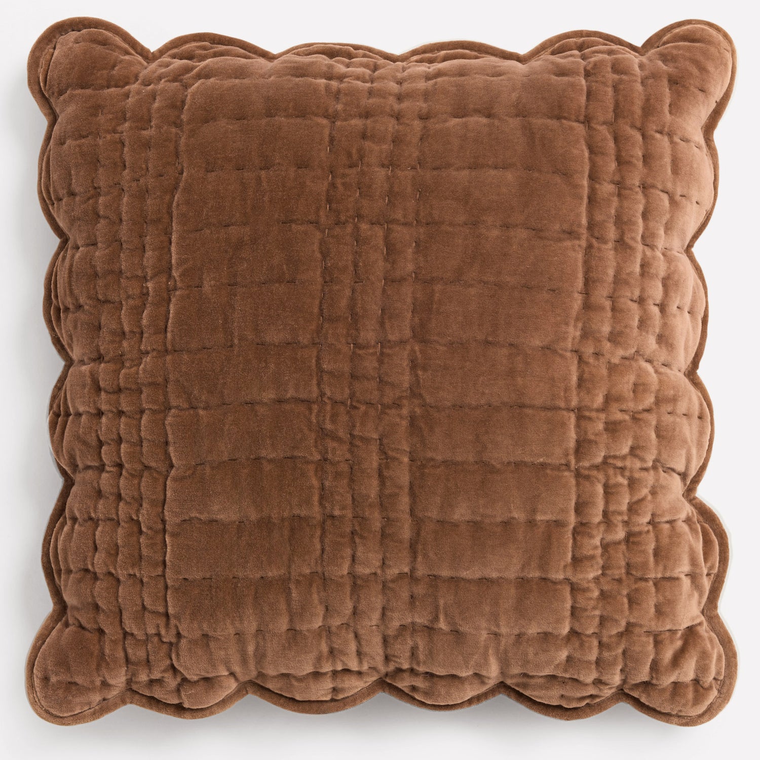 Laura Ashley Brady Scalloped 43cm x 43cm Filled Cushion Caramel