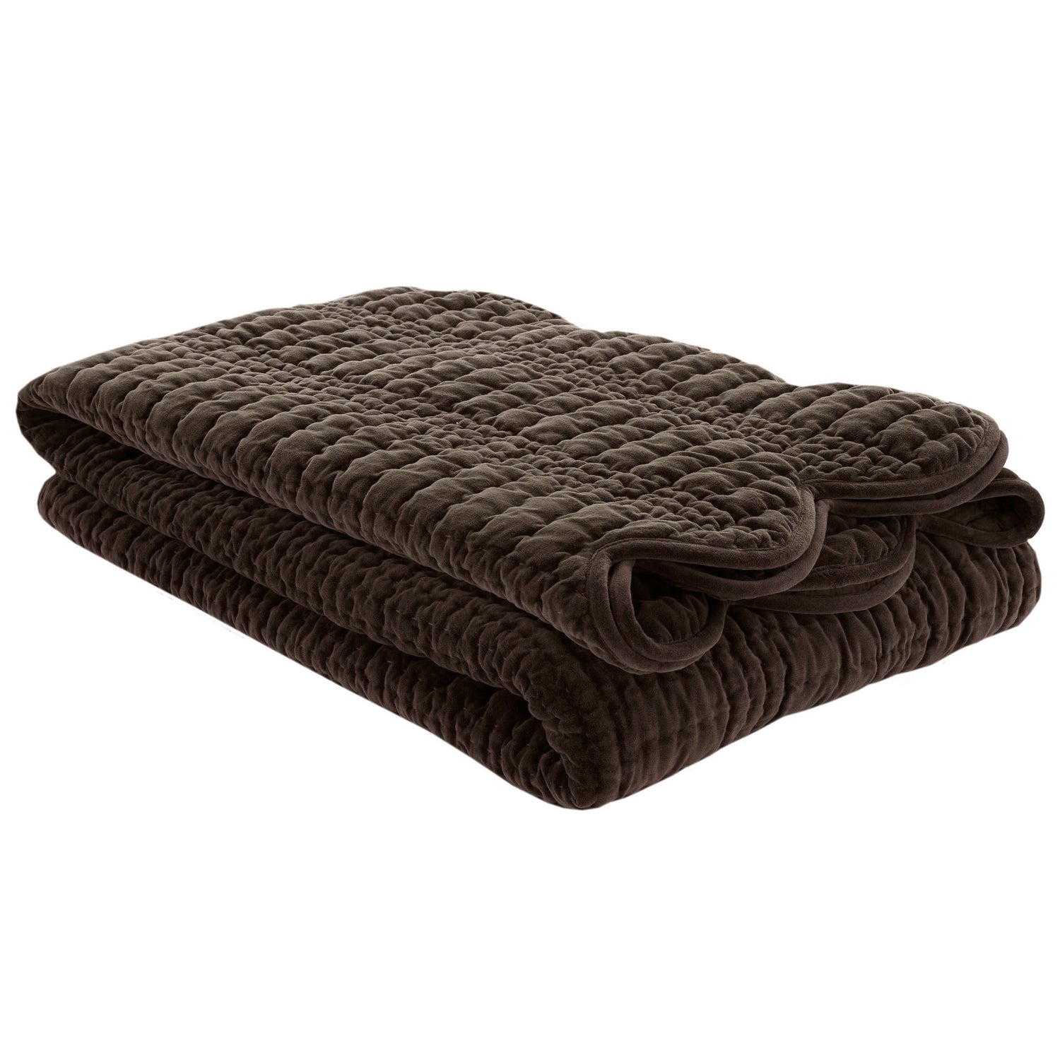 Laura Ashley Brady Scalloped 180cm x 235cm Bedspread Set Chocolate