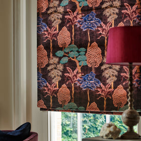 Linda Barker Cloud Tree Velvet Print Made to Measure Roman Blind Pewter