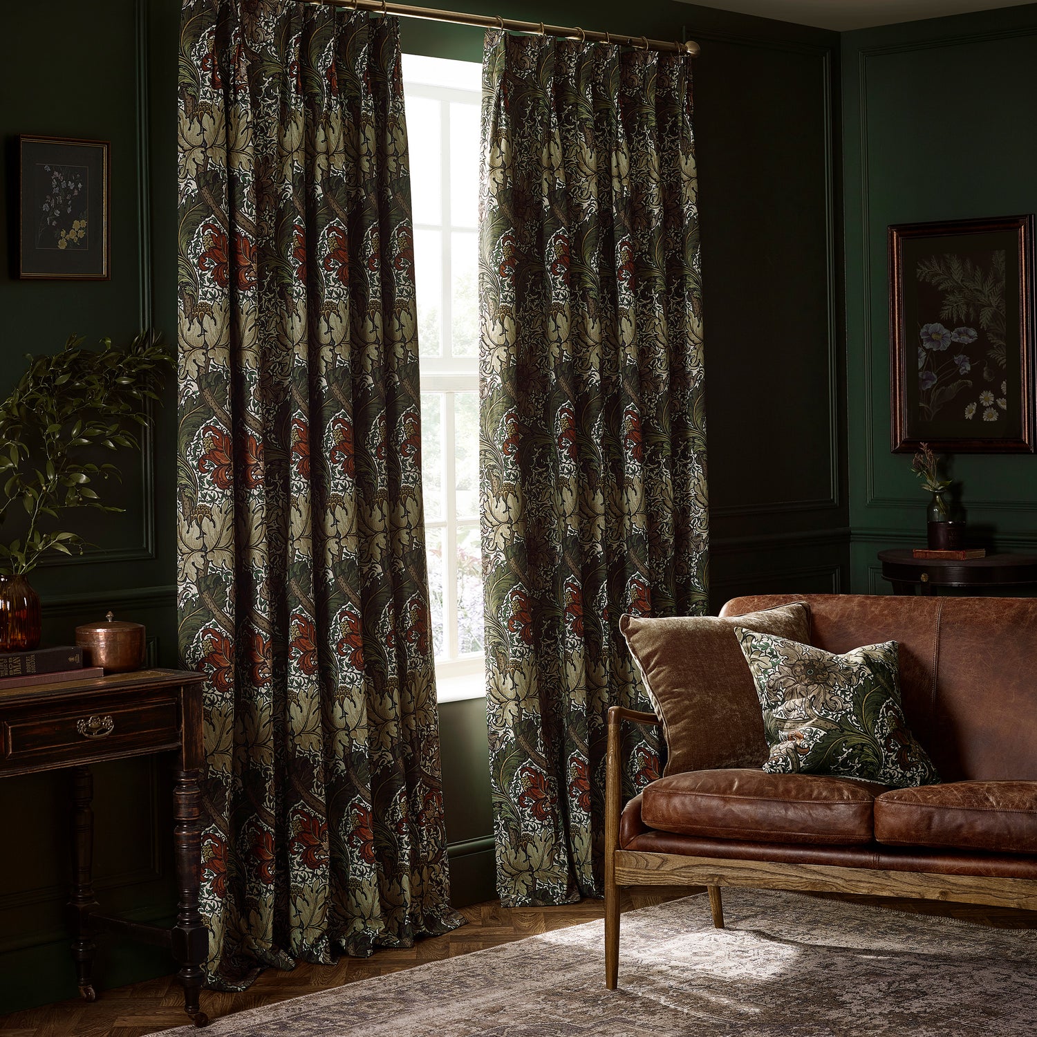 HOUSE Llewelyn-Bowen Morris Major Printed Made To Measure Curtains Emberleaf