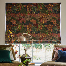 Linda Barker Treasure Garden Velvet Print Made to Measure Roman Blind Navy