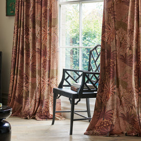 Linda Barker Treasure Garden Velvet Print Made to Measure Curtain Peach