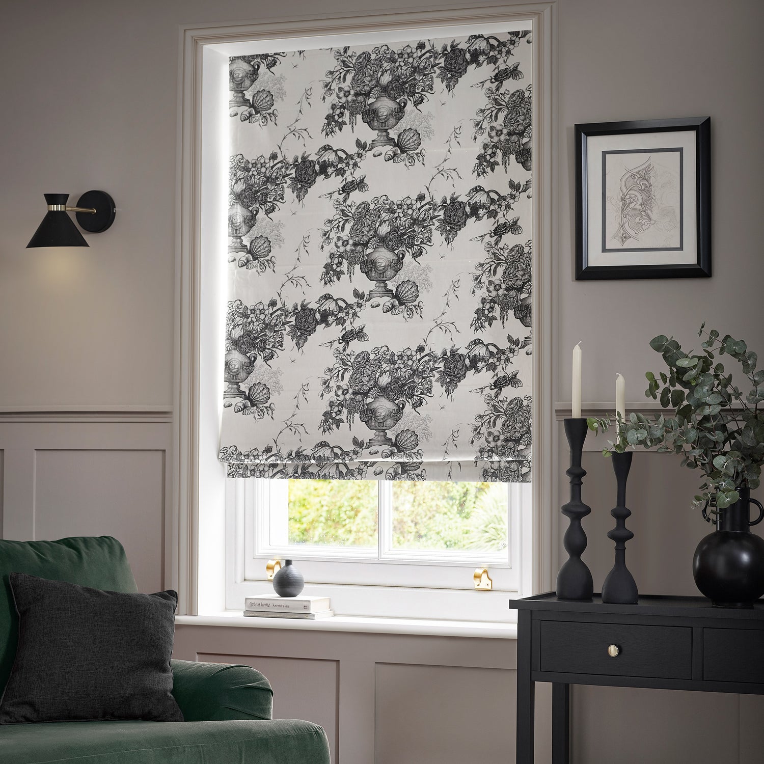 HOUSE Llewelyn-Bowen Vacannes Made To Measure Roman Blind Ivory Mortar