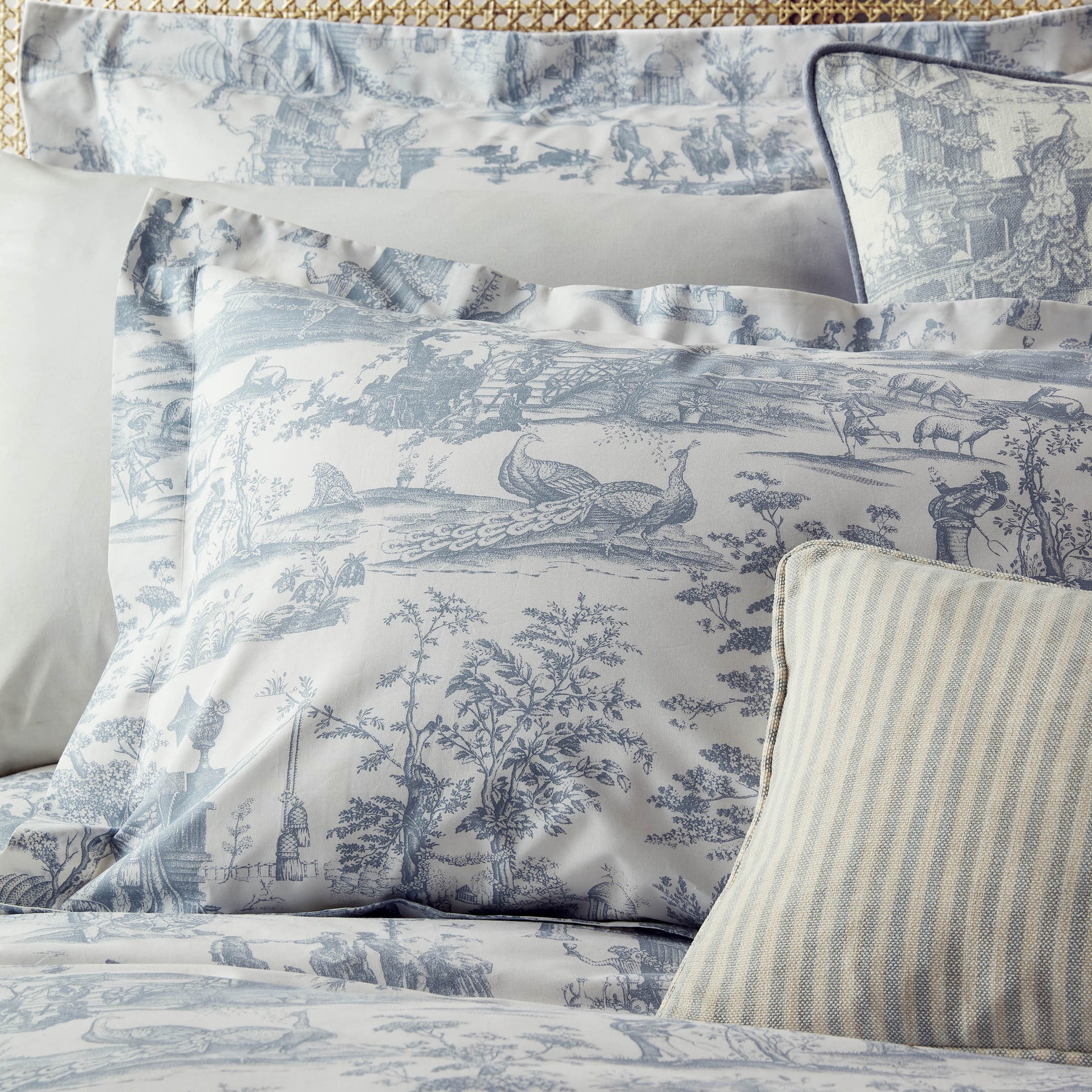 Laura Ashley Braysmith Toile Pillowcase Oxford Chambray Blue