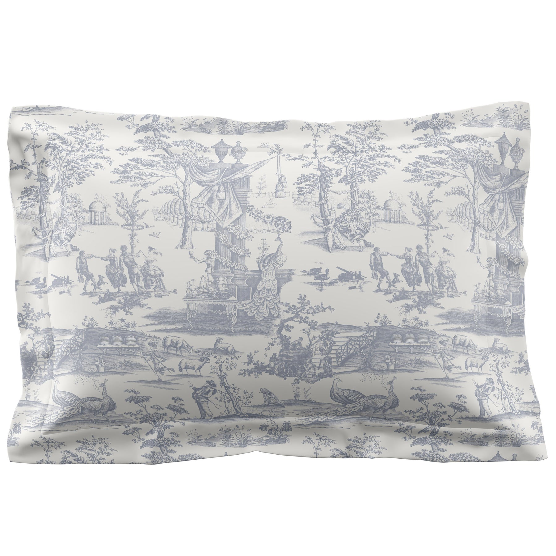Laura Ashley Braysmith Toile Pillowcase Oxford Chambray Blue