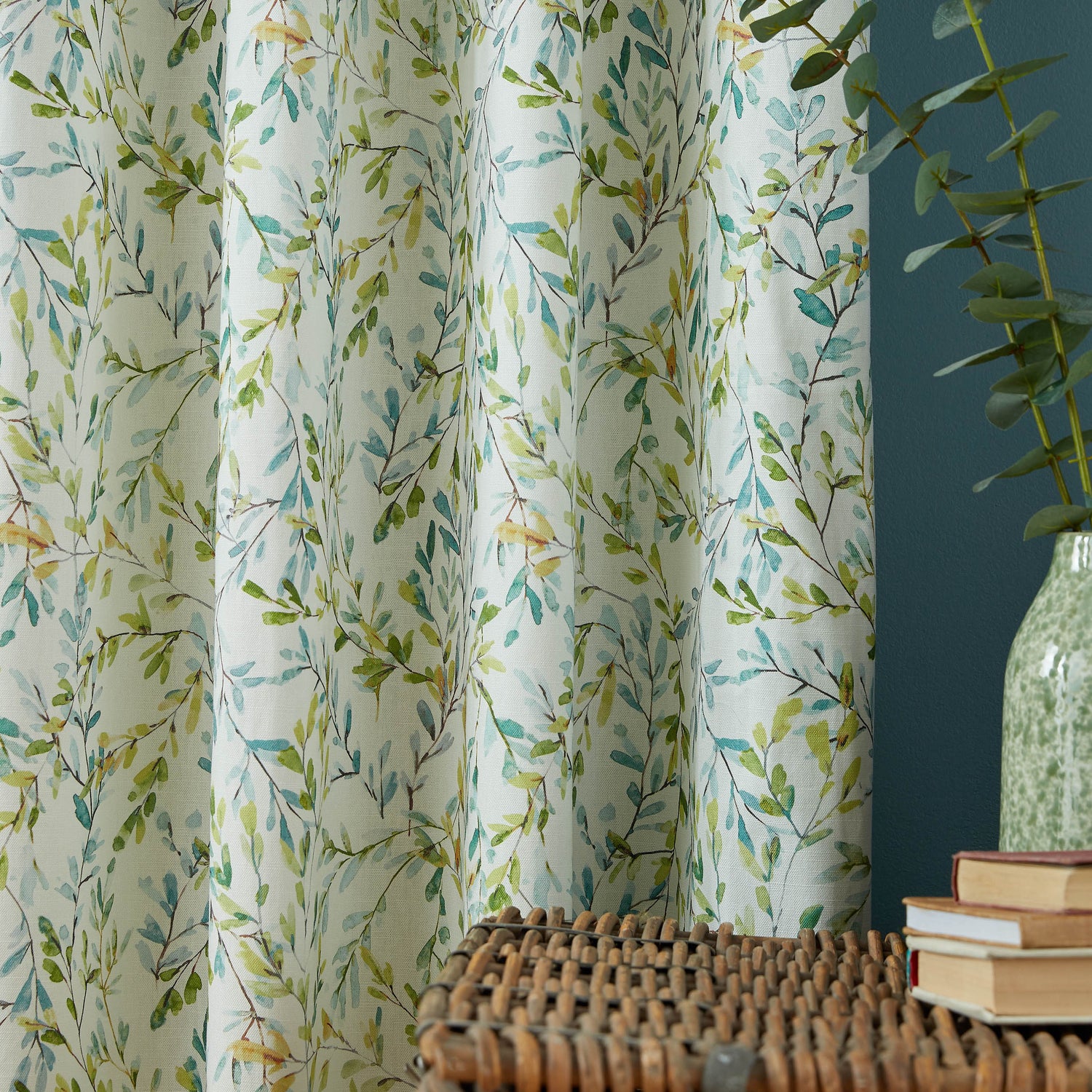 Laura Ashley Brayton Leaves Ready Made Eyelet Curtains Multi