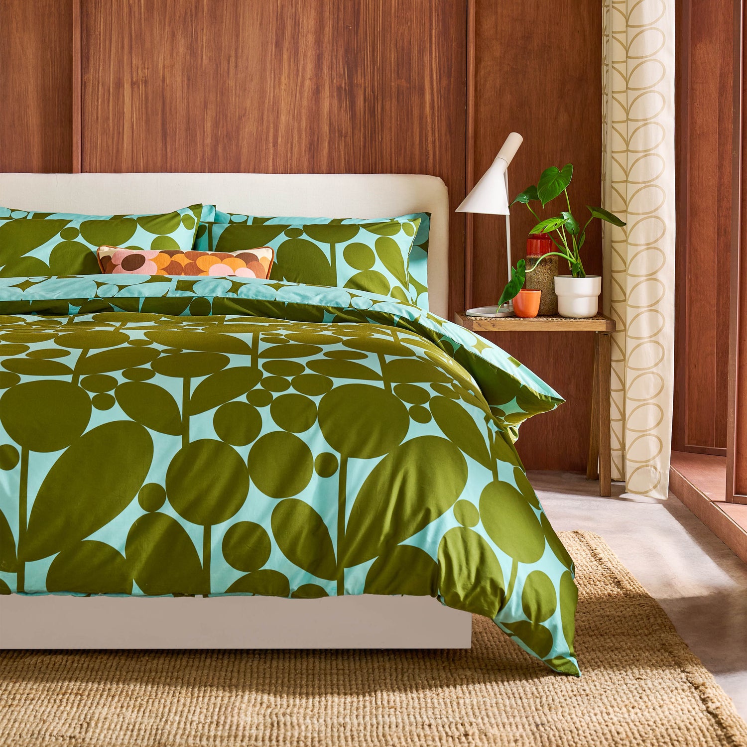 Orla Kiely Bubble Flower Duvet Cover Bedding Set Aqua Seagrass