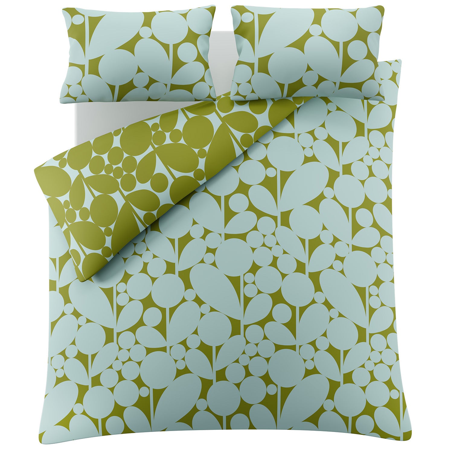 Orla Kiely Bubble Flower Duvet Cover Bedding Set Aqua Seagrass