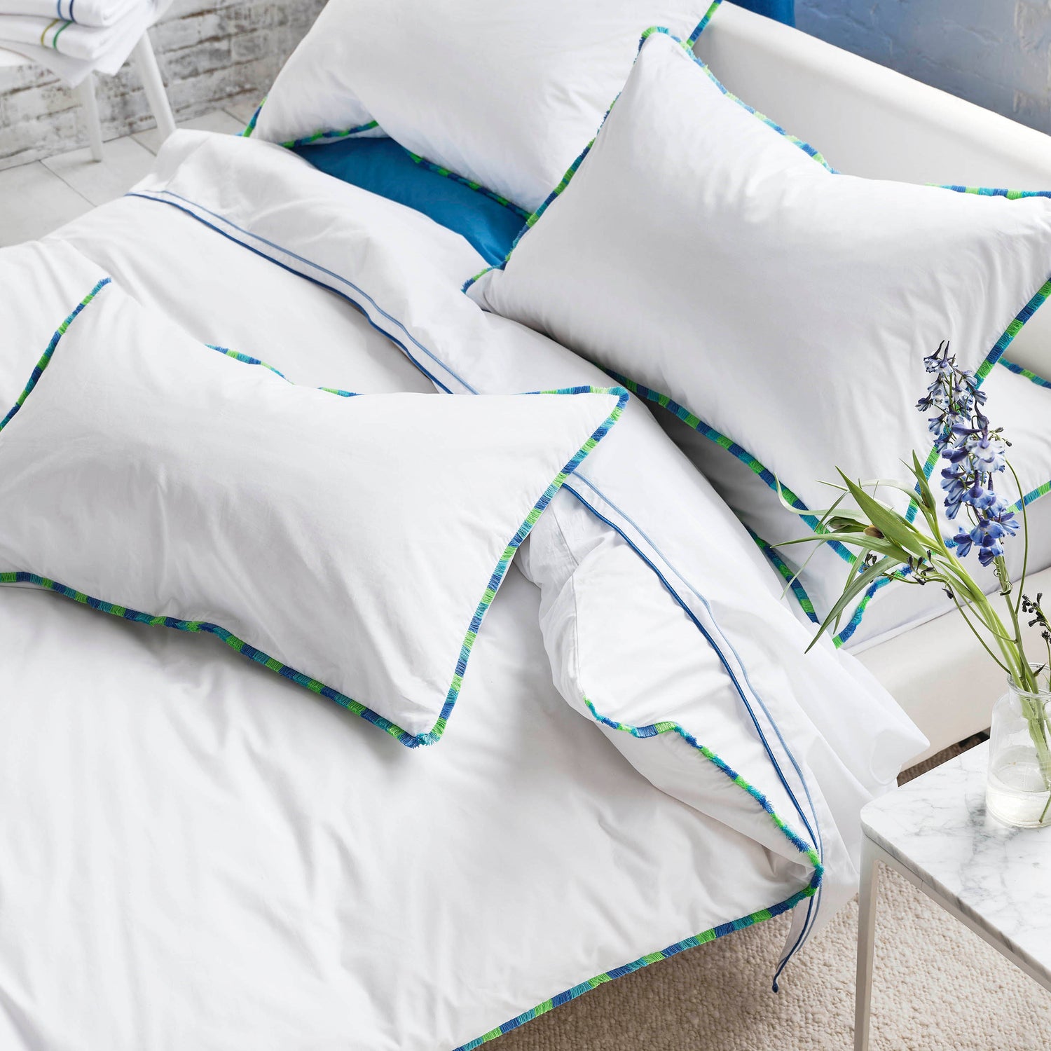 Designers Guild Burlington Fringe Duvet Cover Bedding Set Cobalt Blue