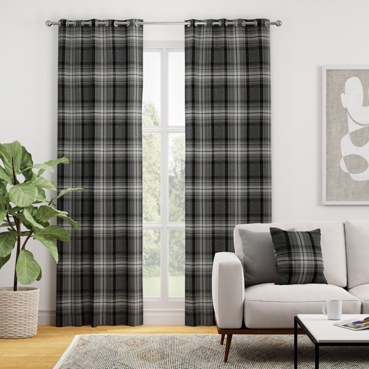 Highland Check Made to Measure Curtain Charcoal