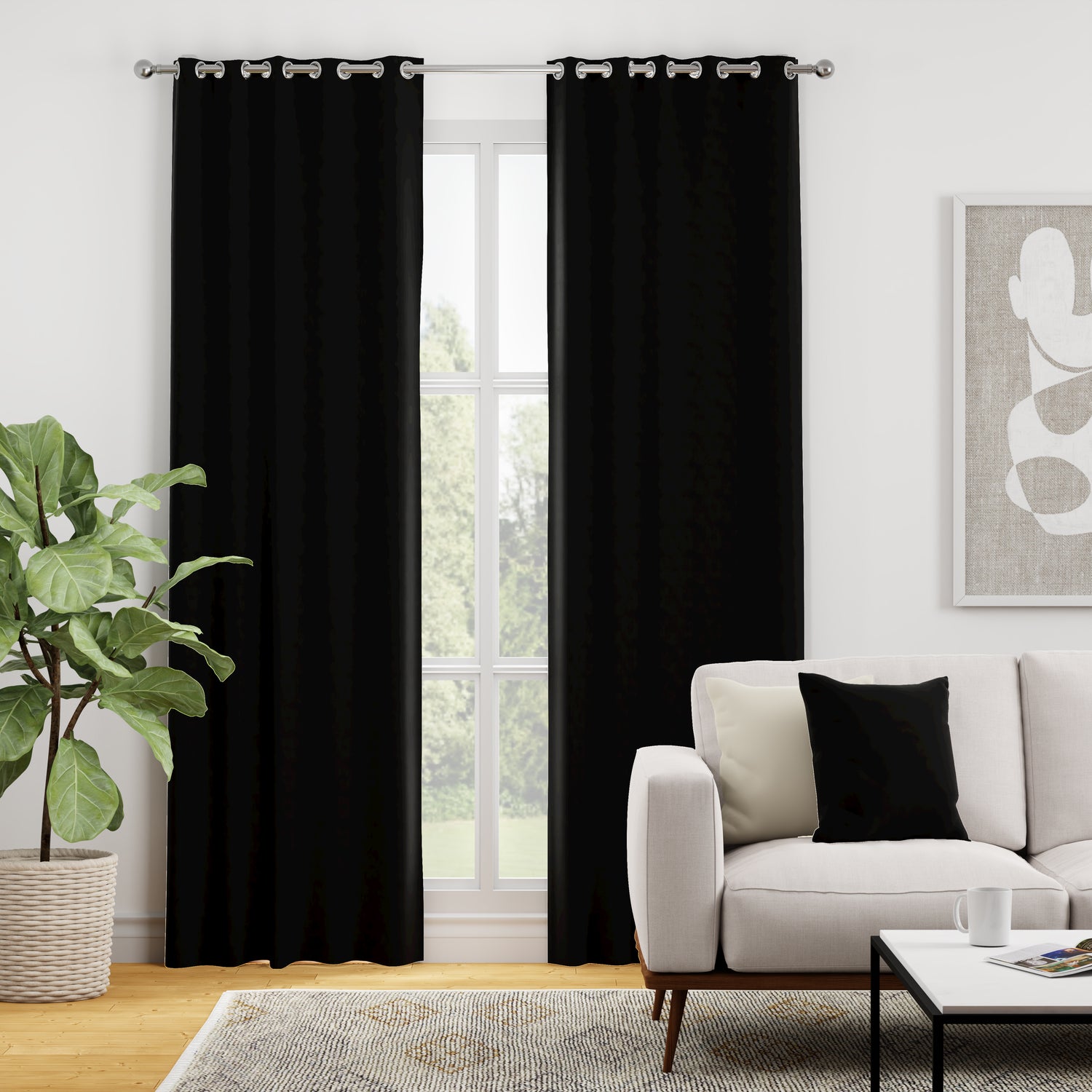 Turin Velvet Made to Measure Curtain Black