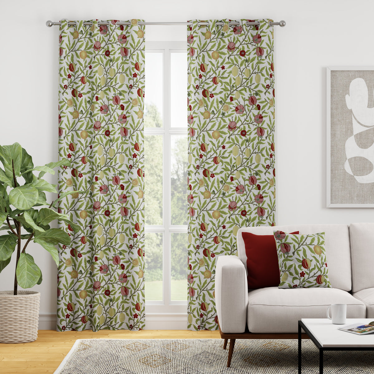 Heritage Fruits And Foliage Made to Measure Curtain Leaf Green
