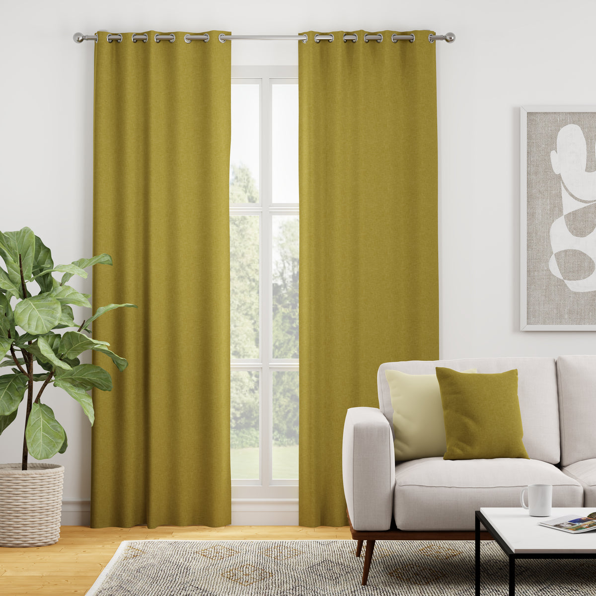 Kansai Plain Made to Measure Curtain Ochre