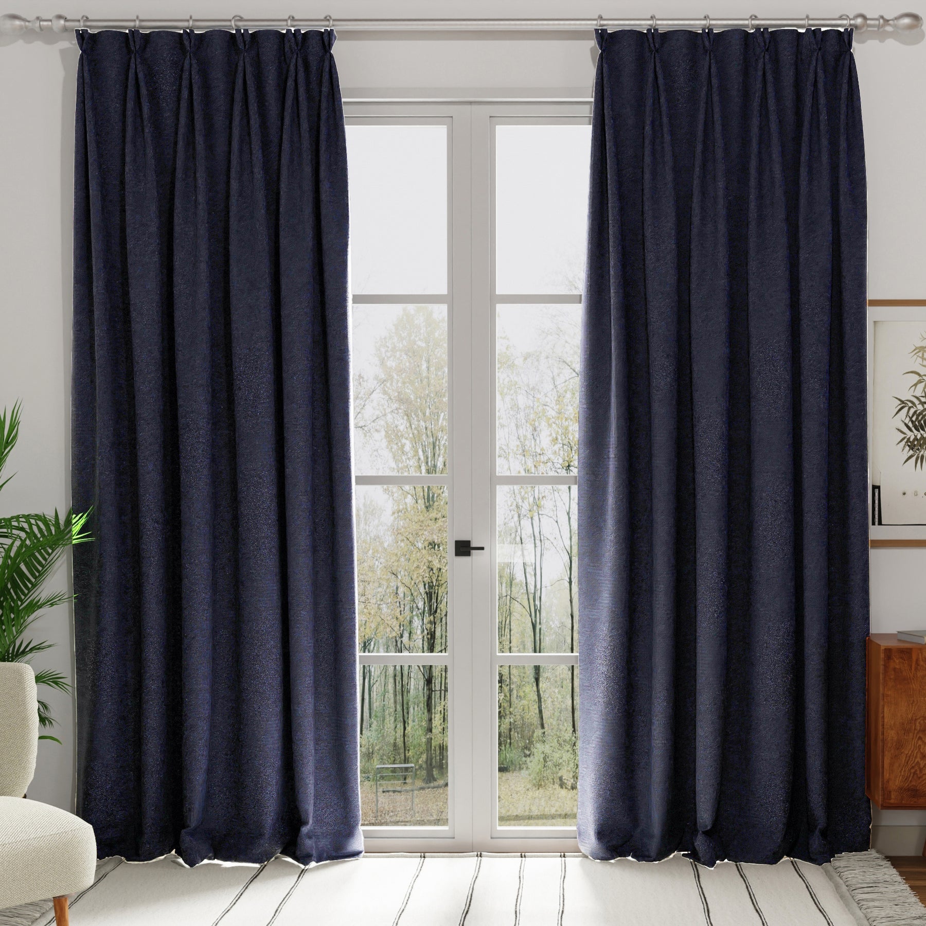 Turin Velvet Made To Measure Curtains Deep Blue