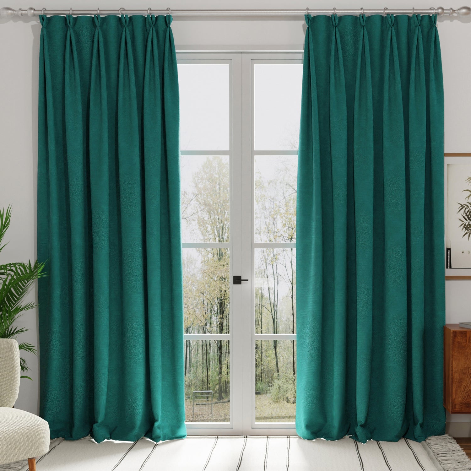 Turin Velvet Made to Measure Curtain Peacock