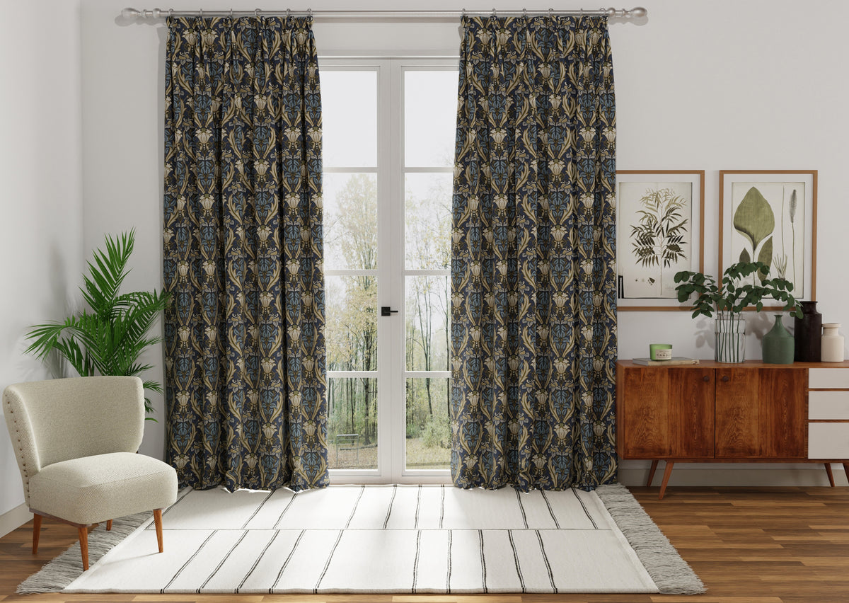 Acanthus Made to Measure Curtain Navy