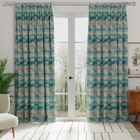 Landscape Digitally Printed Velvet Made to Measure Curtain Cobalt