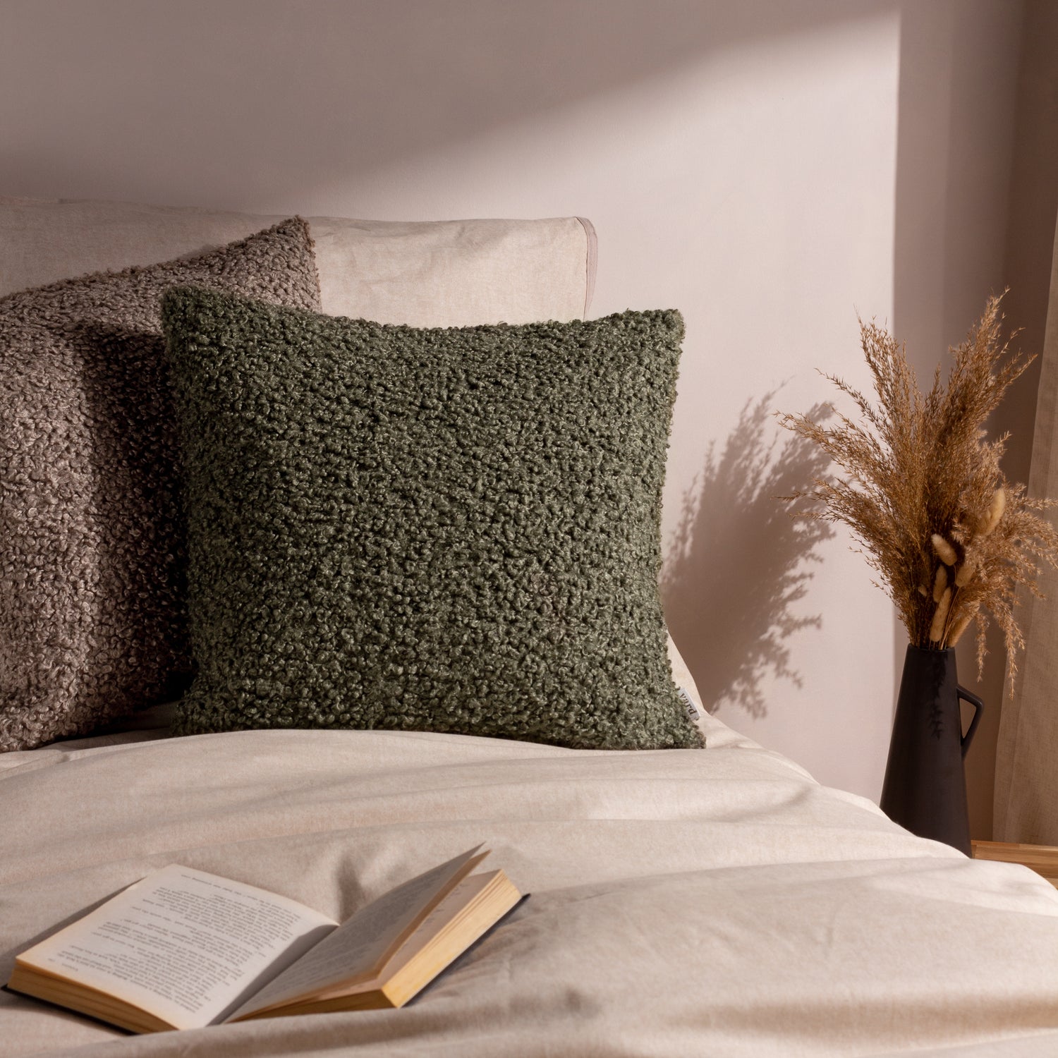 Yard Cabu Chunky Boucle Filled Cushion 45cm x 45cm Khaki