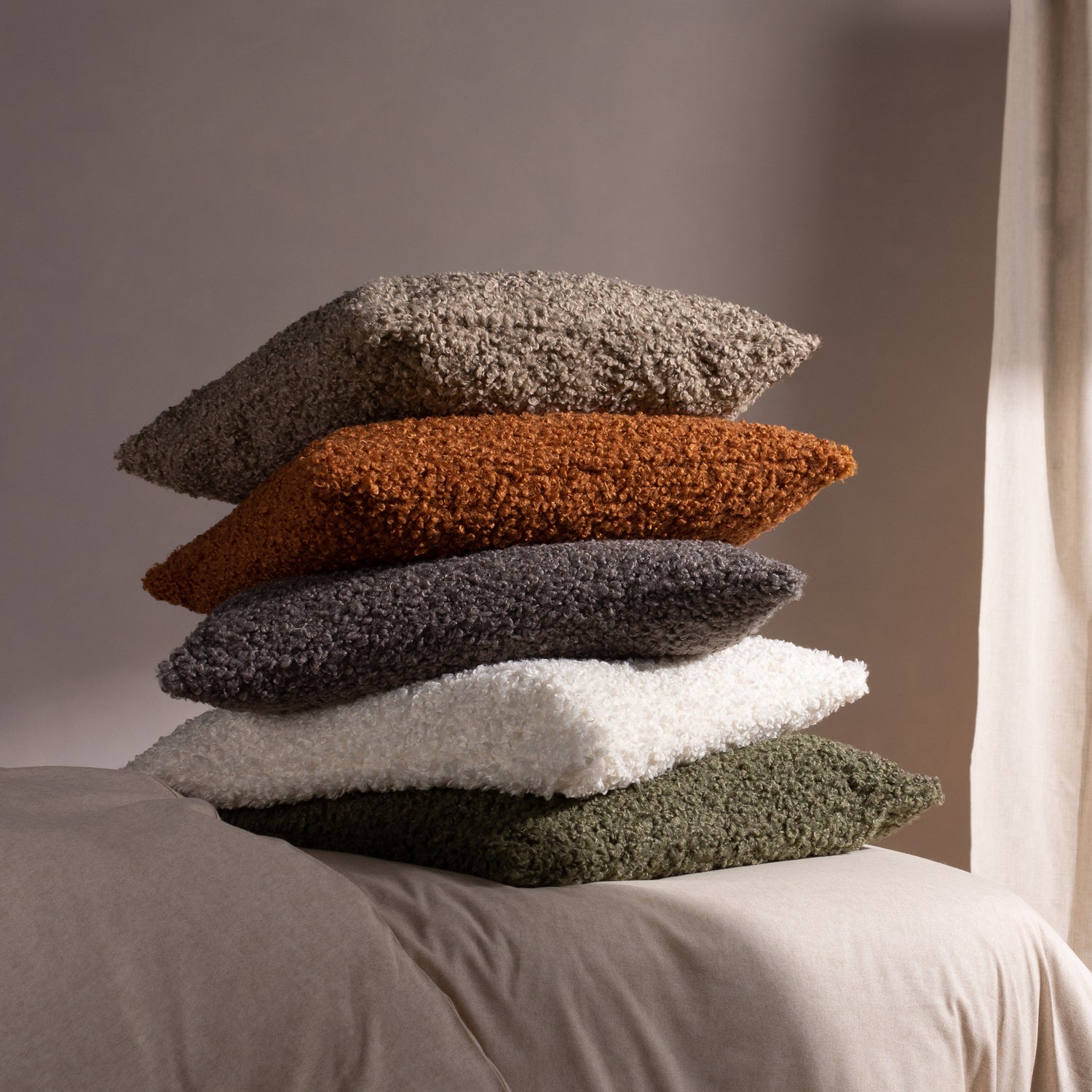 Yard Cabu Chunky Boucle Filled Cushion 45cm x 45cm Khaki