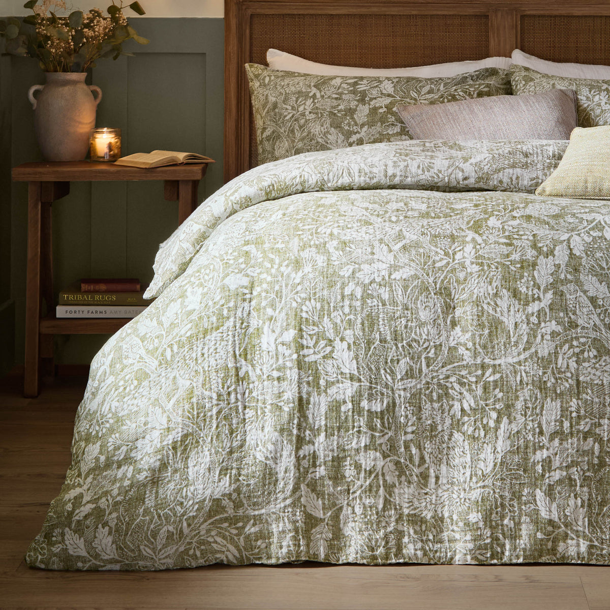 Voyage Maison Cademuir Cotton Muslin Duvet Cover Bedding Set Sage