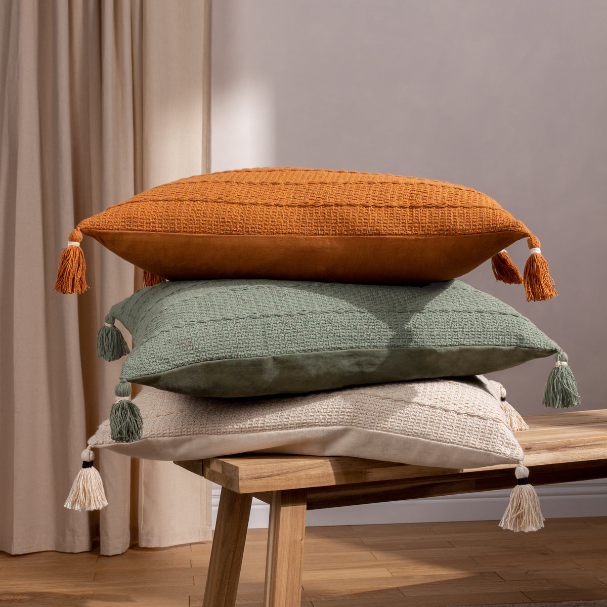 Yard Caliche Tasselled Filled Cushion 40cm x 60cm Eucalyptus