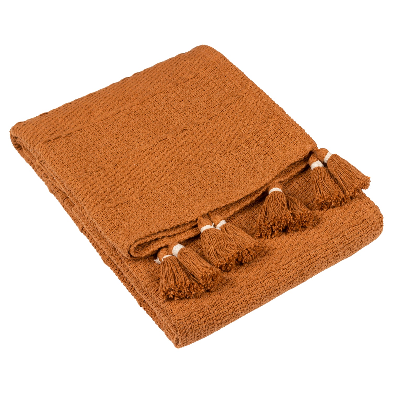 Caliche Woven Tasselled Throw 130cm x 180cm Ginger