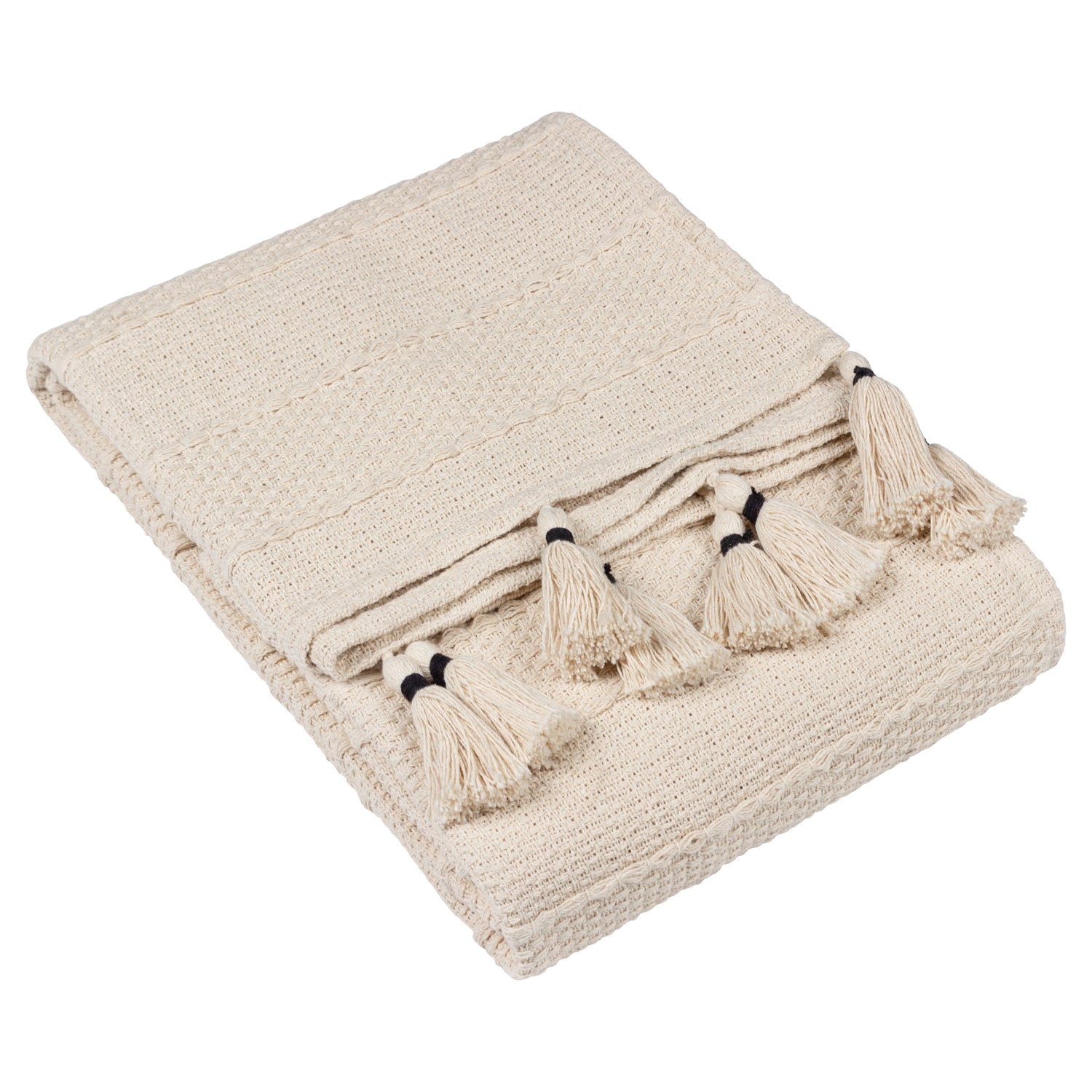 Caliche Woven Tasselled Throw 130cm x 180cm Natural
