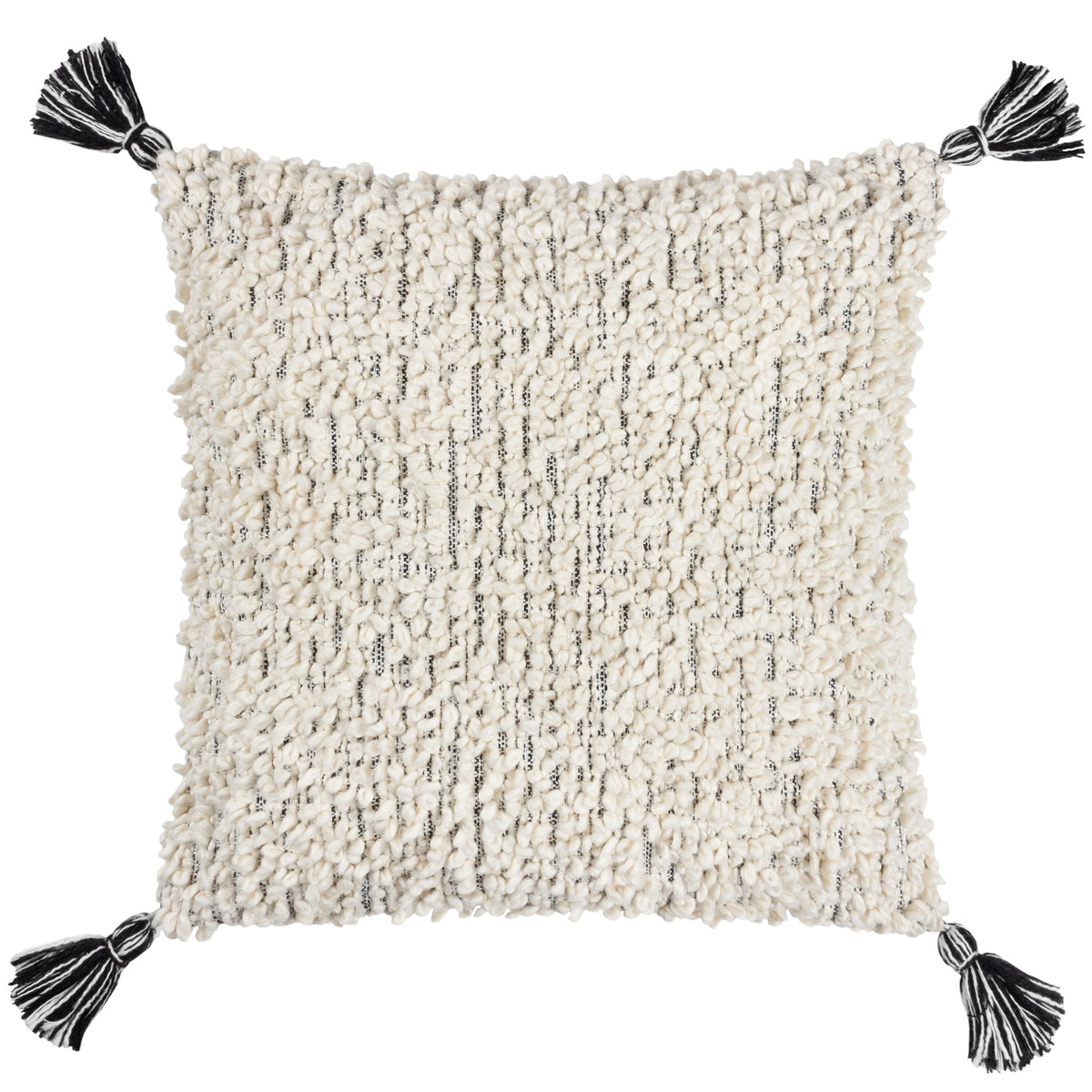 Hoem Cambre Boucle Tasselled Filled Cushion 50cm x 50cm Mono