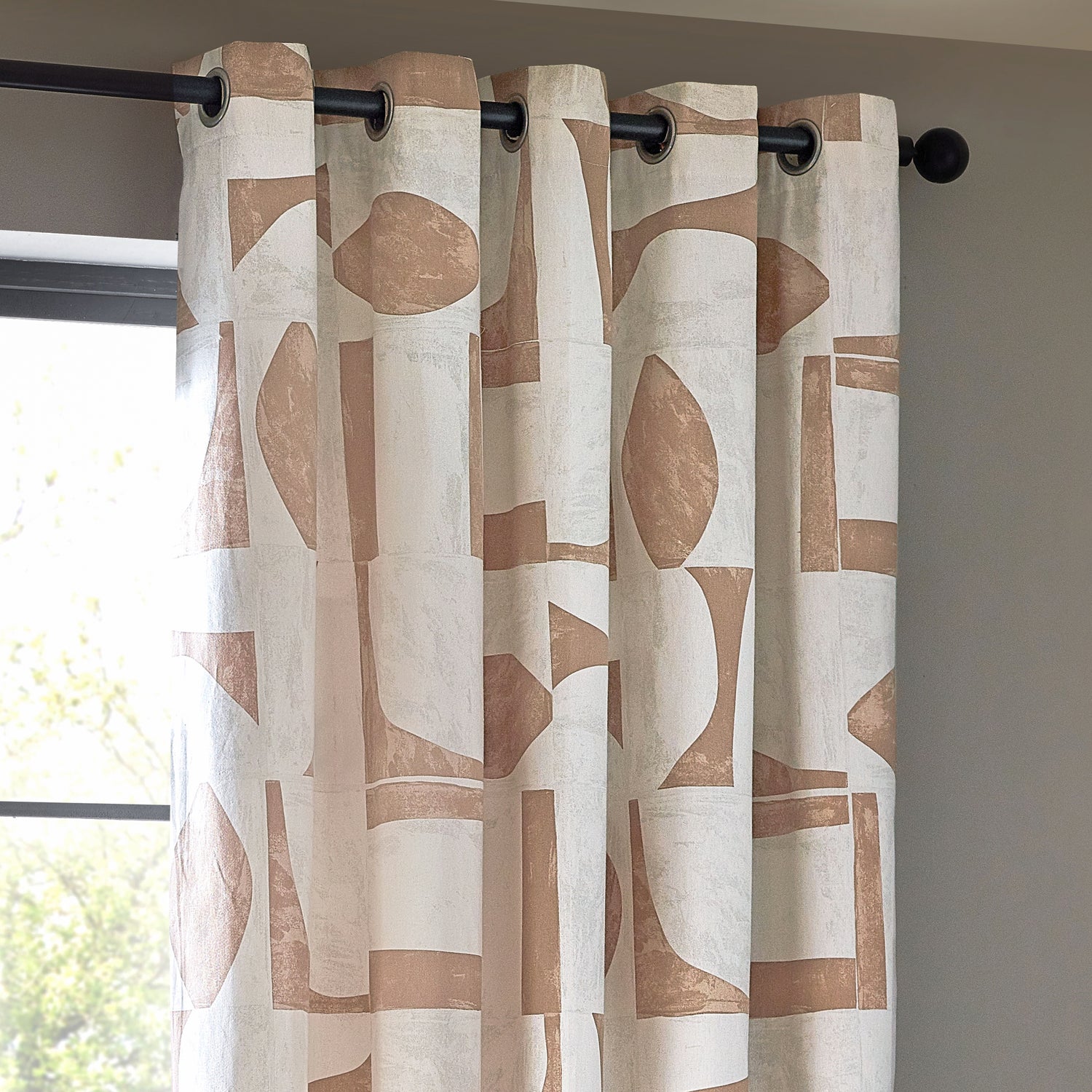 Carro Abstract  Ready Made Eyelet Curtains Clay