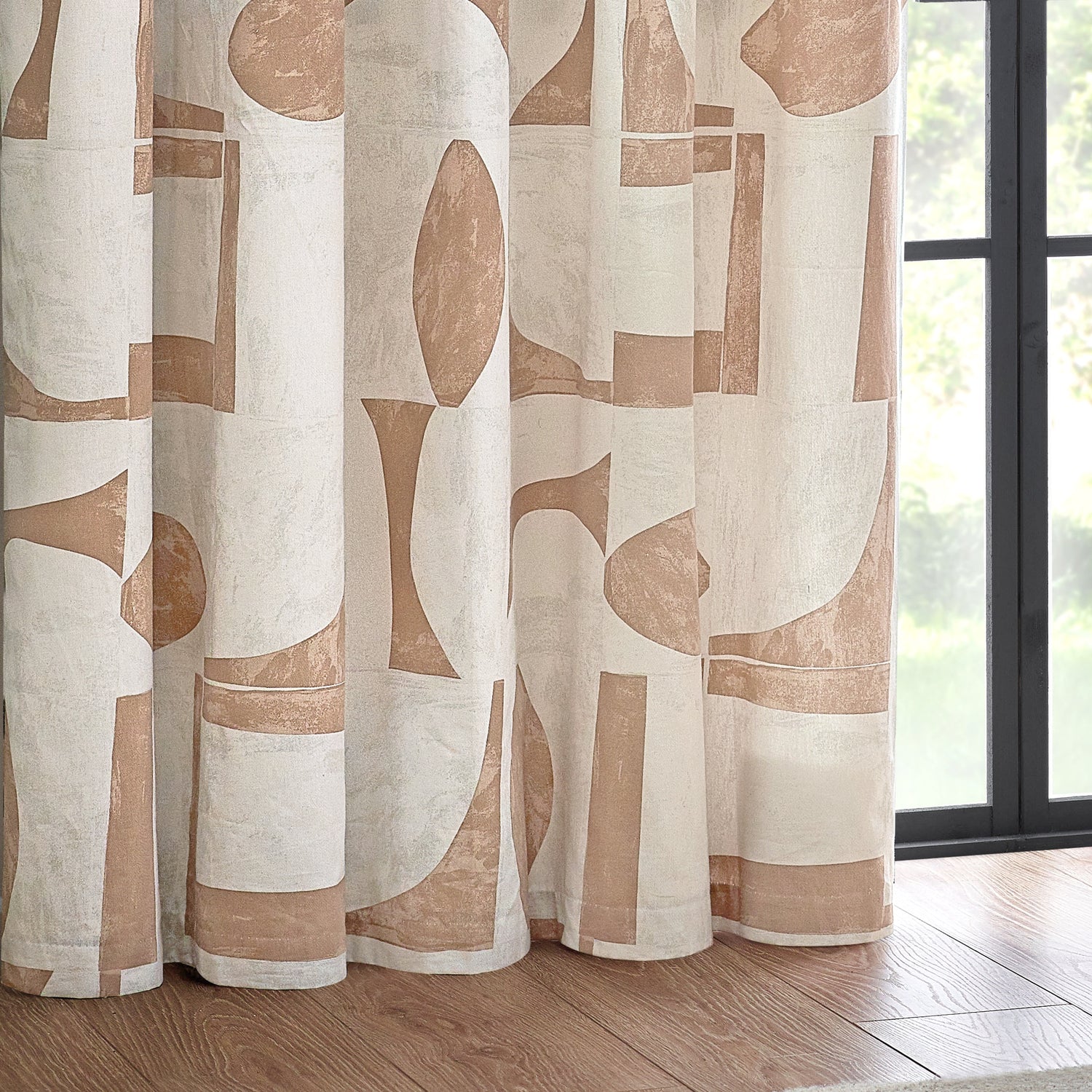 Carro Abstract  Ready Made Eyelet Curtains Clay