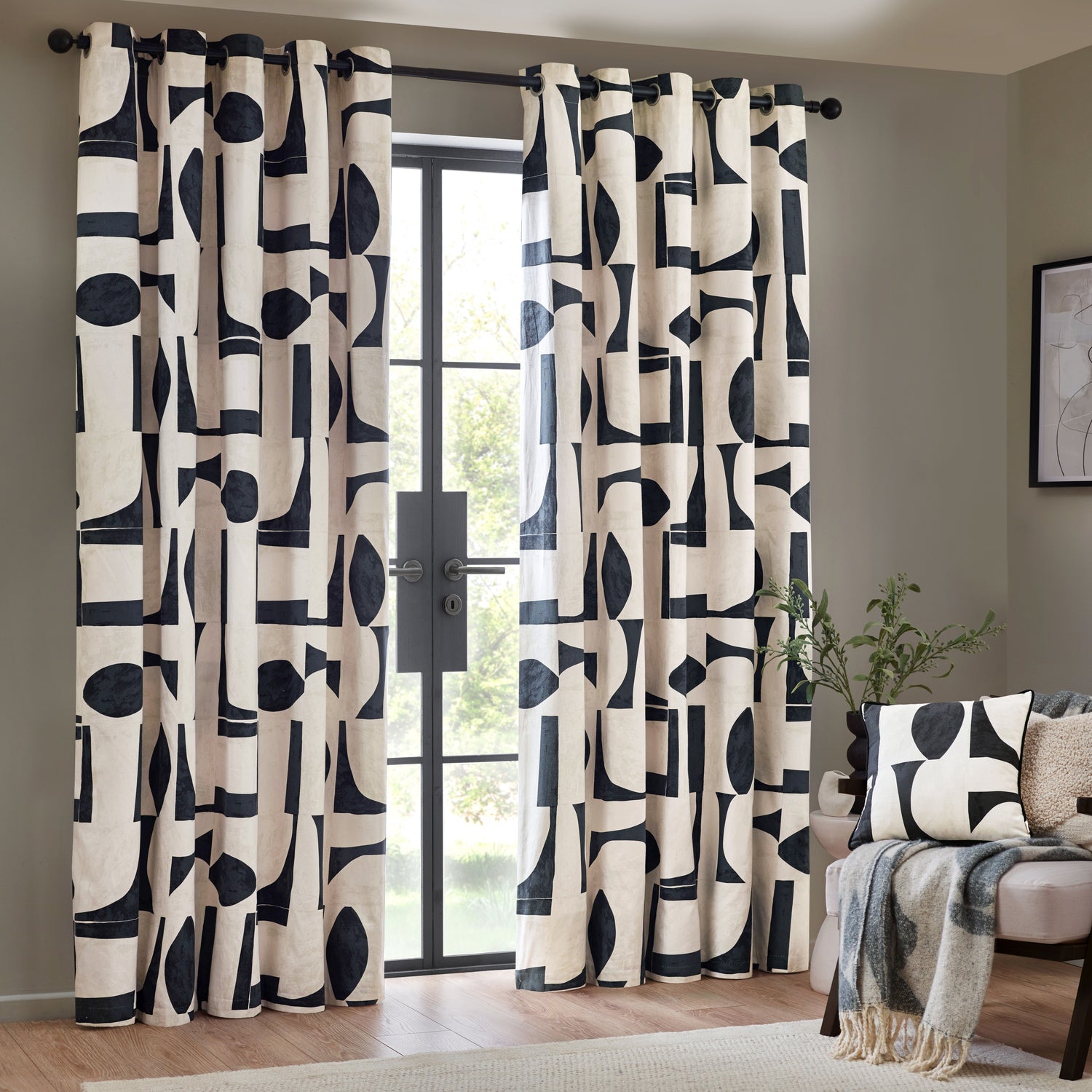 Carro Abstract  Ready Made Eyelet Curtains Dusk