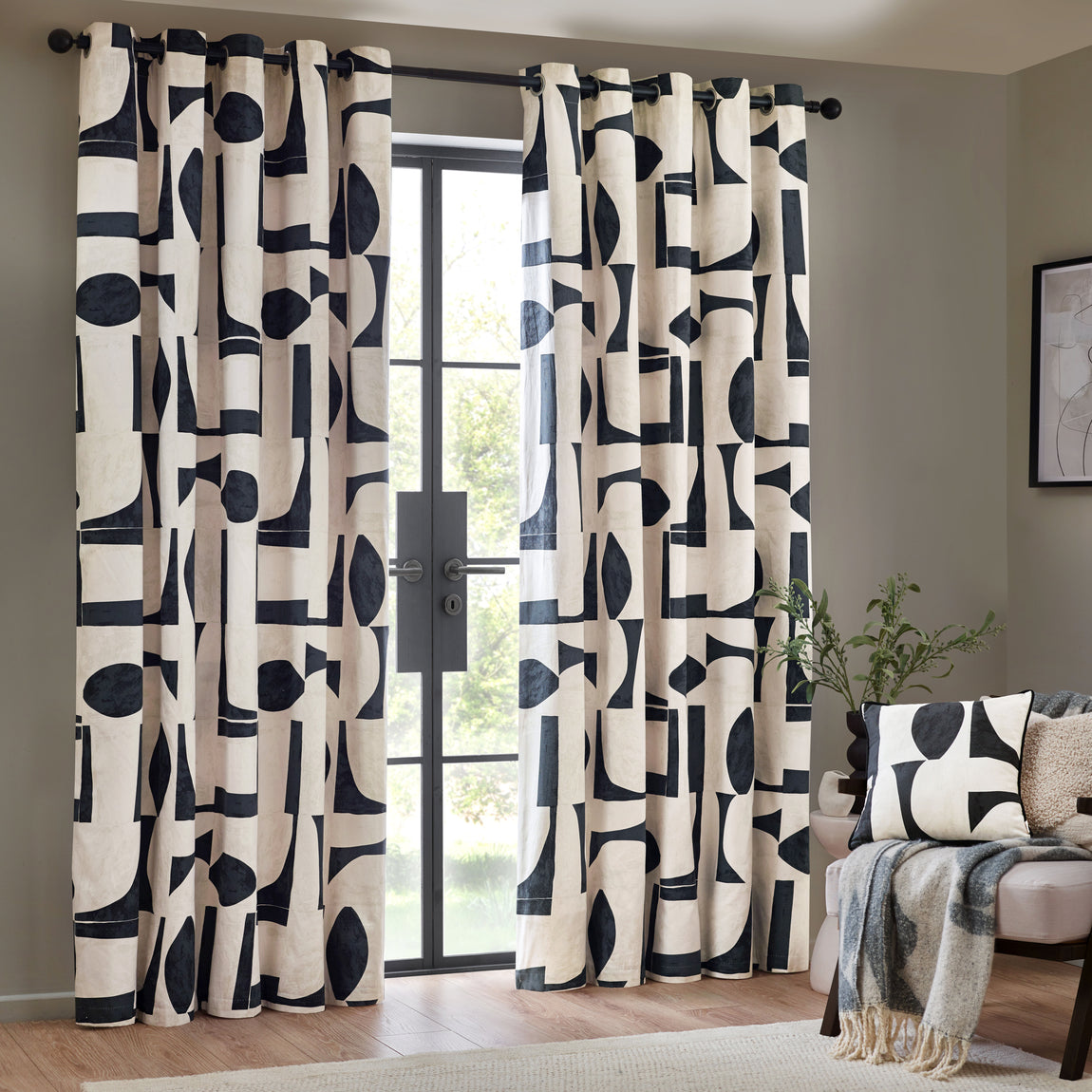 Carro Abstract  Ready Made Eyelet Curtains Dusk