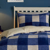 Bedlam Cosy Theo Check Sherpa Reverse Duvet Cover Bedding Set Blue