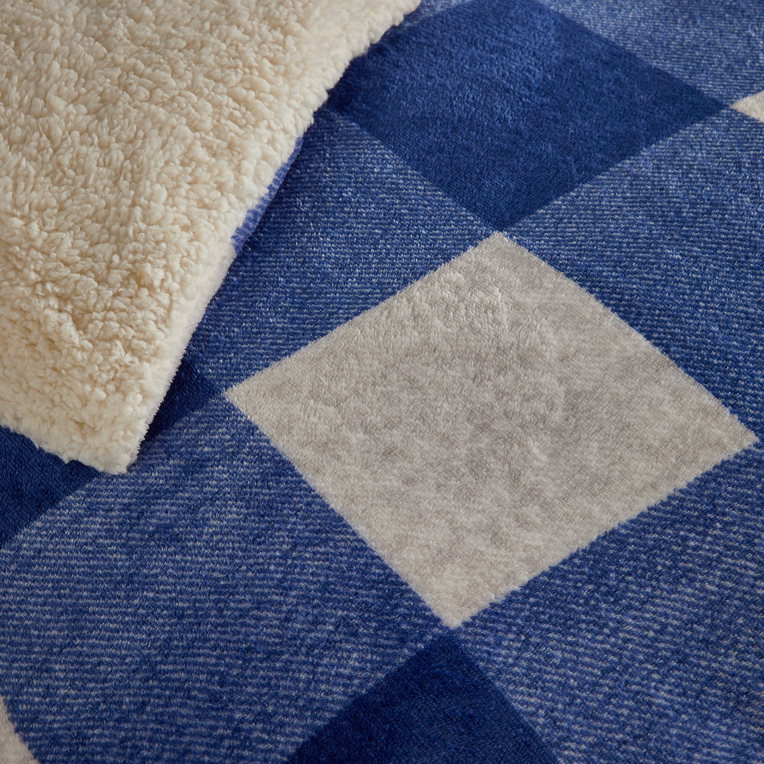Bedlam Cosy Theo Check Sherpa Reverse Duvet Cover Bedding Set Blue