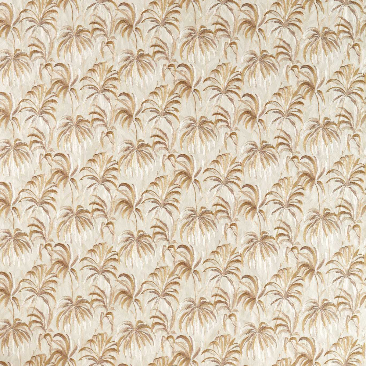 Clarke & Clarke Floresta Embroidered Fabric Ivory Linen