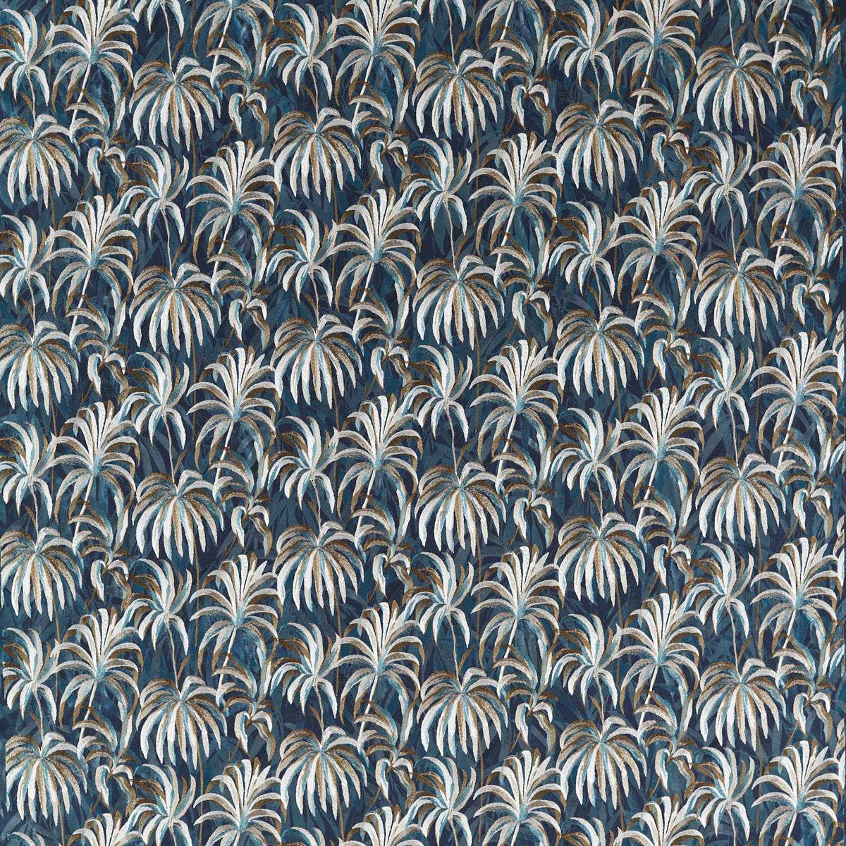 Clarke & Clarke Floresta Embroidered Fabric Midnight Antique