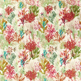 Clarke & Clarke Oceana Embroidered Printed Fabric Coral